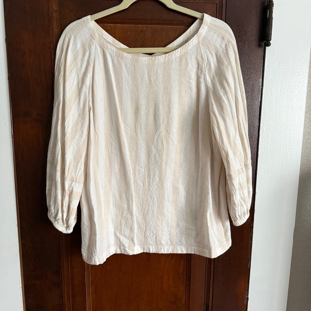 Loft linen striped neutral blouse